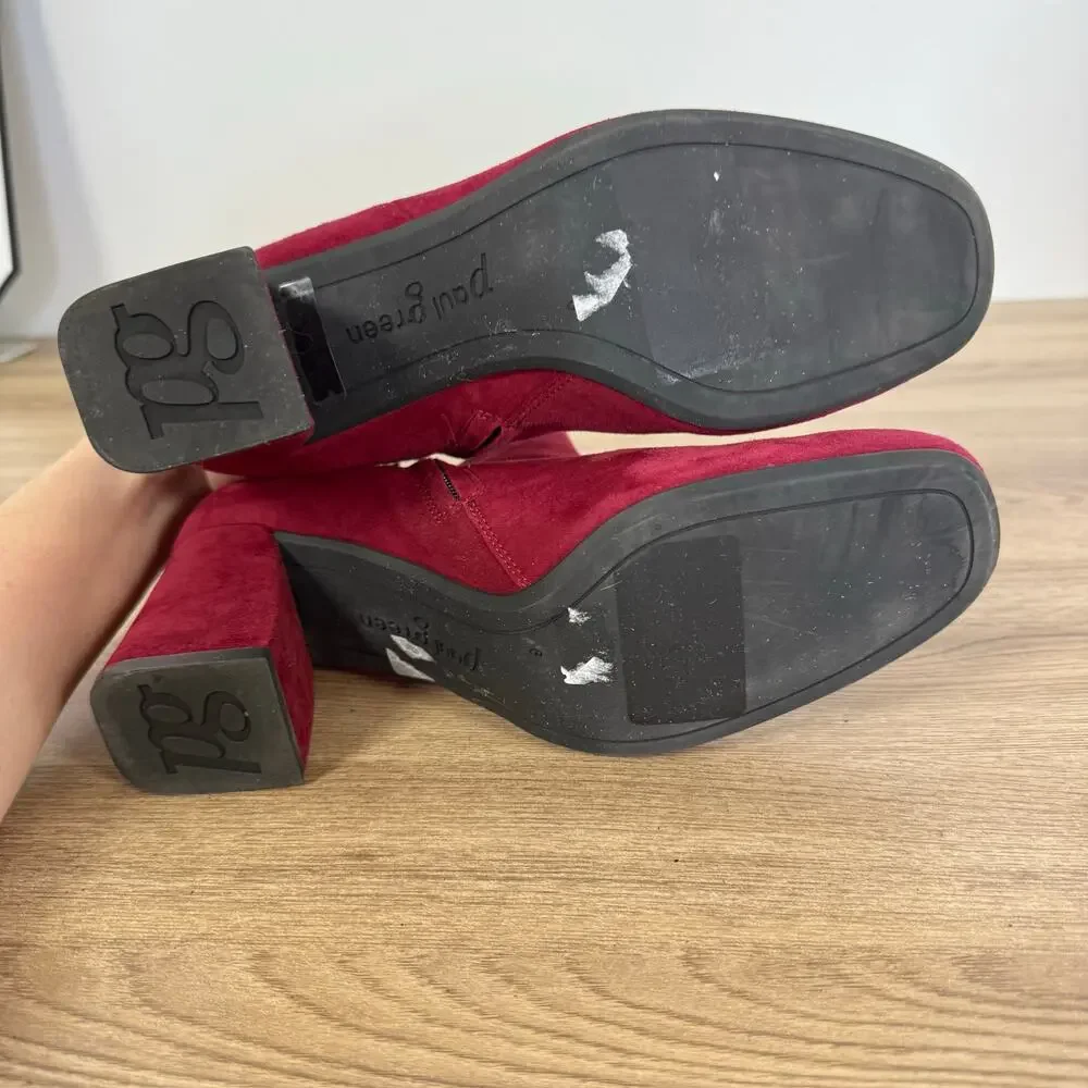 Paul Green Womens Red Chunky Booties Size 6 Beautifully made Quality Thick Heels - Picture 11 of 14